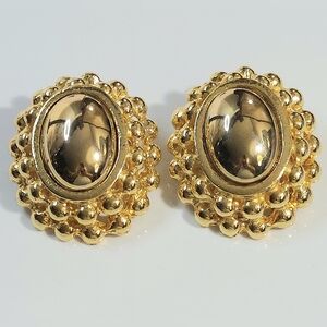 Vintage Graziano Large Gold Clip On Earrings